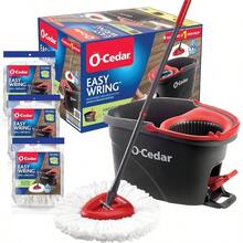 EasyWring Microfiber Spin Mop Bucket Floor Cleaning System+ 2 Refills, RedGray - Spin Mop Bucket With 3 Extra Refills - View 1