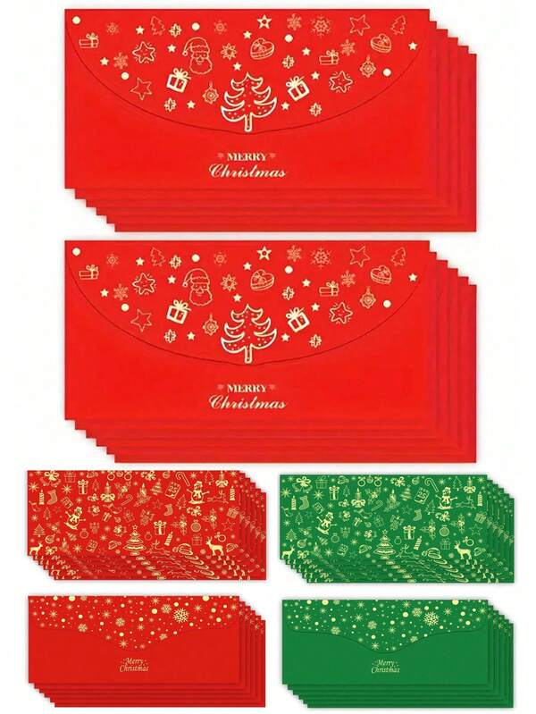 12/4pcs Exquisite Christmas Cash Envelopes, Gold Hot Stamping Hollow Design, With "Merry Christmas" Text, Exquisite Holiday Pattern, High-Quality Printing Red Holiday Envelopes, Suitable For Cash Packaging, Gift Packaging, Small Gift Packaging, Christmas Party And Home Decoration