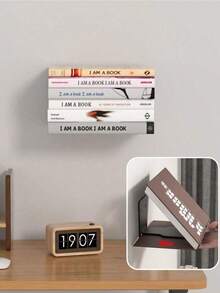 1/2pc Bookshelf, Hidden Floating Shelf, Wall Hanging Book Storage Shelf, Wall Decoration, Aesthetic Room Decoration, Living Room, Study, Office, Bedroom Storage And Organization Room Decor - 彩色 - 查看 3