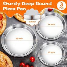 2 Pcs 16 Inch Large Deep Pizza Pans Stainless Steel Pizza Tray Round Oven Tray Rust Proof Reusable Bakeware Cooking Pan Dishwasher  Baking, Serving, And Displaying Cookie Pie