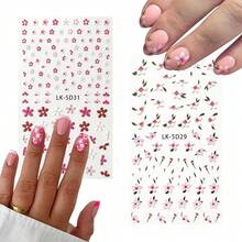 Flower Nail Stickers For Nail Art 5D Embossed Nails Decals Self Adhesive Spring Summer Lavender Decoration For Women 3D Nails Design Purple Blue Pink Flower Supplies{Inchcolor_nameinch:InchColorful-08inch} - 多彩-08 - 查看 5