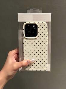 2pc White Polka Dot Pattern Full Coverage TPU Shockproof Phone Case Compatible With Apple 16, 15, 14, 13, 12, 11 Pro MaxFOR-YOUR-BELOVED-PHONE Christmas Gifts Christmas Gifts