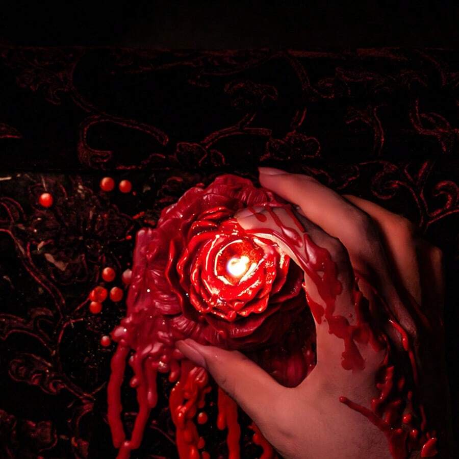 1 Stück Valentinstag Rose Kerze Qixi Tag Geschenk Hochzeitsparty Geschenk handgefertigte kreative herzförmige Duftkerze Niedrigtemperatur-Kerze emotionale Anfänger-Spezial hautfreundliche Liebhaber Aromatherapie Rose