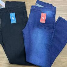 Kit 3 Jeans PLUS SIZE Black Light Dark Men's Laicra Slim Basic Casual Premium Direct From The Factory With Elastane - 深色水洗藍 - 查看 7