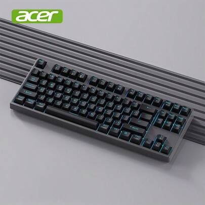 Acer Bàn phím cơ OKR235, kết nối ba chế độ, Bluetooth có dây, không dây 2.4G, bố cục nhỏ gọn 87 phím, chống hiện tượng phím mờ, công tắc tuyến tính có thể hoán đổi nóng, phù hợp để chơi game và sử dụng văn phòng
