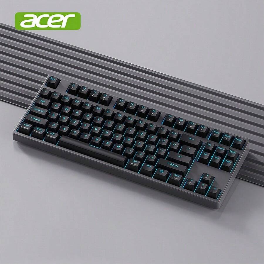 Acer OKR235 Mechanical Keyboard, Tri-Mode Connectivity, Wired Bluetooth, 2.4G Wireless, 87-Key Compact Layout, Full-Key Anti-Ghosting, Hot-Swappable Linear Switches, Suitable For Gaming And Office Use - Dark Night - View 1