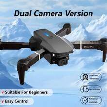 Drone 2026 de doble cámara cuenta con despegue y retorno automáticos sin necesidad de un smartphone. Se controla mediante una aplicación Wi-Fi, se conecta a una aplicación para smartphone para una visualización en alta definición 4K y se carga por USB. Diseñado para principiantes, es un regalo resistente y duradero para acampar y disfrutar de aventuras al aire libre. - Negro - Ver 3