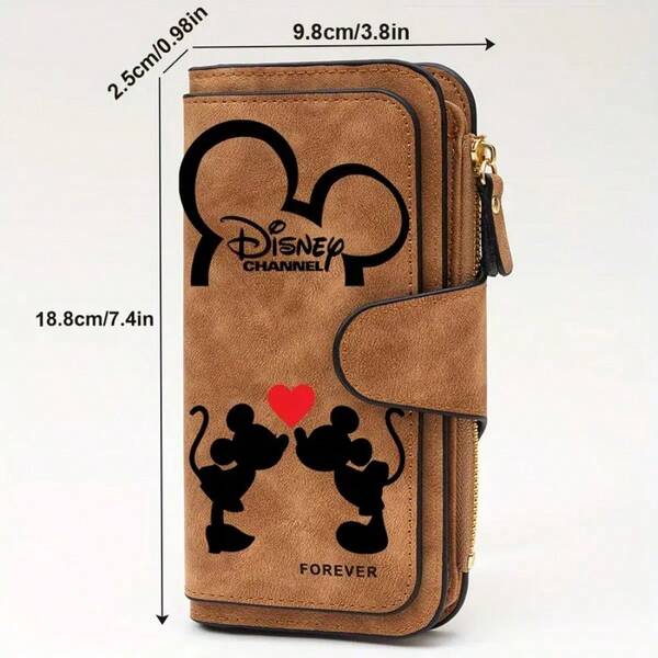 Disney Disney Design Women's Wallet - Zipper Coin Pouch, Multi-Card Slots - Women's Daily Portable Wallet (Official Disney Licensed Product) - Birthday Christmas Gift Recommendation, Textured Credit Card Holder