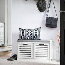 SoBuy Shoe Bench With Seat, Wardrobe Bench, Bench With Storage Space, Hall Bench, Shoe Chest, Chest Of Drawers, Shoe Rack With Seat, Narrow Bench, W X H X D Approx. 71 X 43 X 35 Cm FSR23-II - White - View 1