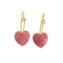 1pair Heart Shaped Earrings Natural Stone Rose Quartz Amethyst Stainless Steel Earring Fashion Jewelry Gift For Women - Heart-shaped Hoop Earrings - View 9