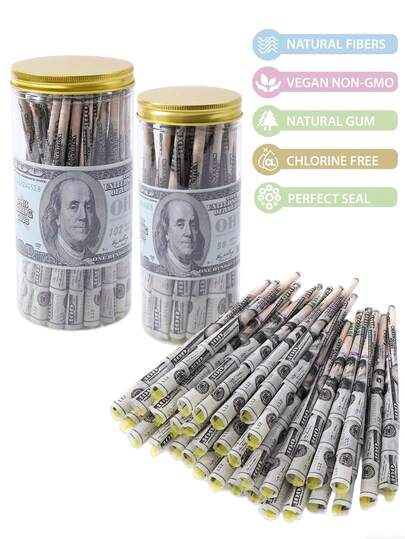 50/102pcs King Size Pre-Rolled Cones Rolling Papers With 1pc Spice Cone Loader,US Dollar Style,Slow Burn,DIY Cigarette Accessories, Rolled Cigarette Tubes, Tobacco Accessories, Paper Material Birthday Gifts, Christmas Gifts