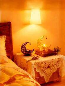 Star Moon Candle Holder, Metal Tea Candle Holder For Table Centerpiece Decoration, Wish Candle Holder For Party Home Decoration (Gold/Black).