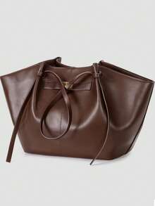 时尚大容量梯形包设计师别致锁扣女士单肩包奢华PU皮革手提包优质腋下包 - 彩色 - 查看 8