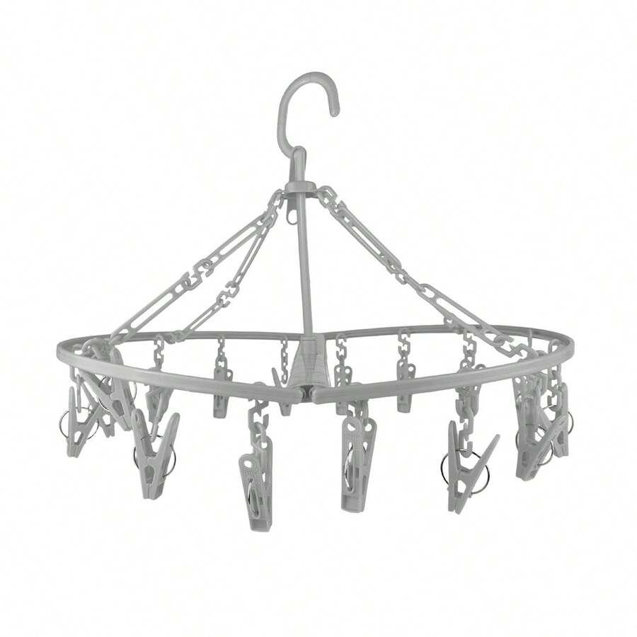 Gancho de ropa de secado de ropa con 16 clips, Gancho portátil para colgar, estante plegable para colgar, gancho giratorio de 360° para secar toallas, sujetadores - Gris - Ver 1