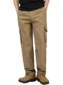 XINTM Men's Cotton Work Pants, Baggy Cargo Pants, Rip-Resistant, Multiple Pockets, Stretch, For Work, Hiking - 白色 - 查看 12
