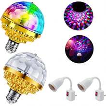 RAHAN 2Pack Colorful Rotating Magic Ball Light Plug In Disco Ball Light Bulb With Sockets, Strobe Stage Lighting Lamp For Home Room Dance Birthday Karaoke Halloween Christmas Show Club Decoration - 1 - Xem 8