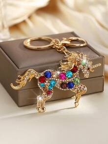 1pc Fashionable Luxury Handcrafted Unicorn Keychain Pendant Accessory, Suitable For Women Car Key, Bag Decoration And Gift - Golden 2011 - View 6