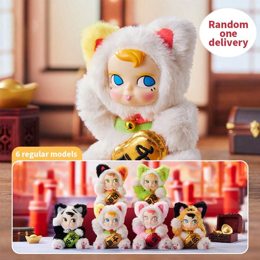 MINISO Authenti SAMSAM 招财猫（幸运猫）乙烯基脸毛绒挂件盲盒 - 可爱、幸运、随机惊喜，非常适合装饰和收藏（1 件随机发货） - 彩色 - 查看 1