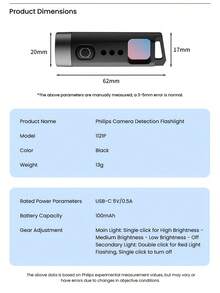 Philips Hidden Camera Anti-Surveillance Detector Emergency Flashlight