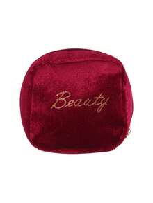 1pc New Mini Cosmetic Pouch, Lipstick Bag, Plush Velvet Makeup Bag With Golden-Tone Zipper And Keychain, Compact Travel Organizer For Lipstick, Earphones, Jewelry, Small Makeup Bag, Coin Purse