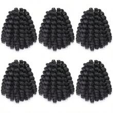 DWand Curl Crochet Hair Jamaican Bounce Crochet Hair For  8 Packs Soft Bouncy Synthetic Curly Hair Extensions Natural-Looking Springy Curls For Braiding 1# 8 Inch (Pack Of 6 ) - 1 - View 3