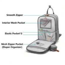 Diaper Bag Backpack With Stroller Attachment And Pacifier Case – Spacious Travel Bag, Multiple Compartments, Soft Material, Ergonomically Padded Straps – Durable And Stylish In Various Colors For Essentials, Must-Haves For Baby Gear And Baby Shower Gifts, Diaper Bag Backpack, Functional Design, High-Quality Workmanship, Traveling Families, Must-Haves For Parents, Traveling Parents - Xám - Xem 7
