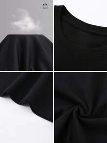 Camiseta de algodón 100% para hombre, diseño impreso Rockin' Around the Christmas Tree con ciervo y árbol navideño en escena desértica | Camiseta personalizada para hombre, clásica y suave, ideal para uso diario | Regalo perfecto para hombres en cumpleaños o San Valentín, ropa festiva para fiestas navideñas | Camiseta de cuello redondo, transpirable y cómoda, estilo casual elegante para hombre - Negro - Ver 5