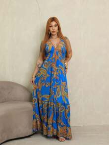 vestido longo custa nua - Azul cadete - Visão 2