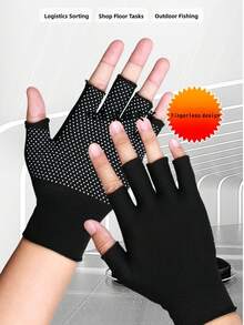 Wear-Resistant Full Palm Anti-Slip Nylon Dot-Coated Fingerless Breathable Work Gloves, Suitable For Express Packaging, Sorting, Outdoor Fishing, Fitness Cycling, Construction Work, Farm, And Garden Labor. If You Love Your Husband, Buy Him A Pair
