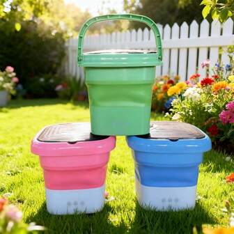 1pc Lavadora portátil/minilavadora de 7 litros con cepillos plegables. Lava ropa interior, ropa de bebé y otras prendas pequeñas. Ideal para apartamentos, residencias estudiantiles y hoteles.