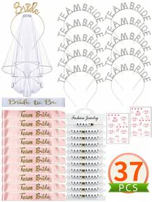 37/36/24/5/10/25件装 TeamBride 水钻发箍，闪亮单身派对发饰，水晶皇冠，适合新娘送礼会、婚礼庆典回礼，是新娘闺蜜团的理想之选