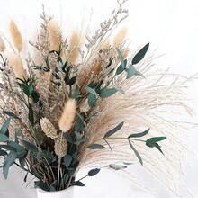 63 Stems Natural Dried Flower Bouquet, Includes Greenery, Eucalyptus Leaves, Pampas Grass, Create Unique & Elegant Home/Office Decor DIY Floral Arrangement - Multicolor - View 1