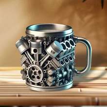 1 caneca de resina com design de motor V8, copo decorativo criativo para motor mecânico V6