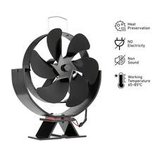 6叶壁炉风扇，热力驱动炉灶风扇，360度旋转，适用于原木燃烧器 - 风扇静音加热器，热量分布均匀 - 11*5.3*23cm - 查看 11