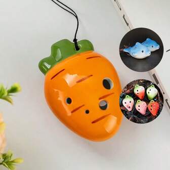 1个6孔陶瓷陶笛 - 迷你乐器，创意新设计，带绳（颜色随机）