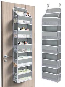 1 Piece 5-Layer Non-Woven Door Organizer Rack, Large Capacity Hanging Storage Bag, Space-Saving Door Hanging Storage Solution, Breathable Non-Woven Fabric, Reinforced Hook Design, Anti-Slip & Stable, Suitable For Bathroom/ Bedroom/ Closet/ Pantry/ Kitchen, Ideal For Storing Socks/ Underwear/ Toiletries/ Cosmetics/ Snacks/ Towels, Easy Installation No Drilling, Foldable For Storage When Not In Use, Dust-Proof & Durable, Multi-Scene Home Organization Essential, Hot-Selling Closet Storage Accessory, Practical Hanging Organizer For Small Spaces, Perfect For Maximizing Vertical Storage Space At Home - 灰色 - 查看 10