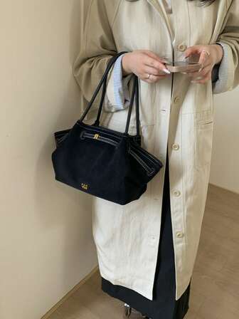 2025新款复古磨砂单肩包，大容量通勤托特包，小众设计