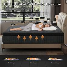 10"12"14" Queen Mattres Twin Full Queen King Size Bed Mattress In A Box, Hybrid Pocket Spring Breathable Cotton Layer Mattress For Motion Isolation & Silent Sleep, Lumbar Support & Pressure Relief, Medium Firm - 黑與白 - 查看 4