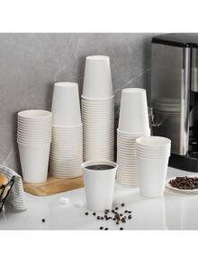 100/50/25/10 chiếc cốc giấy đựng cà phê 9oz, cốc đựng nước, cốc đựng đồ uống, cốc đựng sữa, cốc đựng nước ép, thích hợp đựng đồ uống nóng/lạnh, cốc cà phê nóng bằng giấy trắng, lý tưởng cho văn phòng, tiệc tùng, gia đình, du lịch - trắng - Xem 2