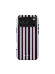 Burga Offline –  17 Pro Max Case |   Brown & Blue Vertical Stripes Design |    Aesthetic, Durable Dual-Layer Protection |   Əlçatan  17/ 17 Air/ 17 Pro/ 17 Pro Max/16 Pro Max/15 Pro Max/14 Pro Max/13 Pro Max/12 Pro Max - Trắng 1 - Xem 4