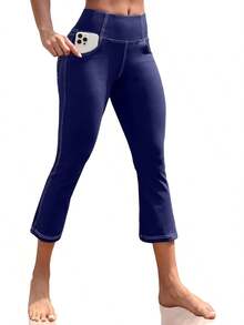 Women's Capri Leggings, Yoga Capris Pants With Pockets Stretchy Crop Pants High Waisted Straight Leg 21" - trắng - Xem 7