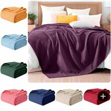 Elegant Comfort 1pc Soft Waffle Weave Throw Blanket , Lightweight Summer Blanket For Hot Sleepers, Full, Queen, King, Twin, And Twin XL Size Bed Breathable Cozy Warm Woven Textured Blankets For Couch, Bed, Sofa, Home Décor, Christmas Decorations Gifts, Cozy Winter Styles, Holiday Décor - 紫色 - 查看 1