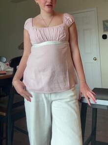 Women Grunge Fairy Top Y2K Tie Bow Polka Dot Cami T-Shirt Vintage Fairycore Scoop Neck Slim Tank Tops Cute Backless Crop Shirt For Summer Streetwear Aesthetic Clothes - 粉紅色 - 查看 9