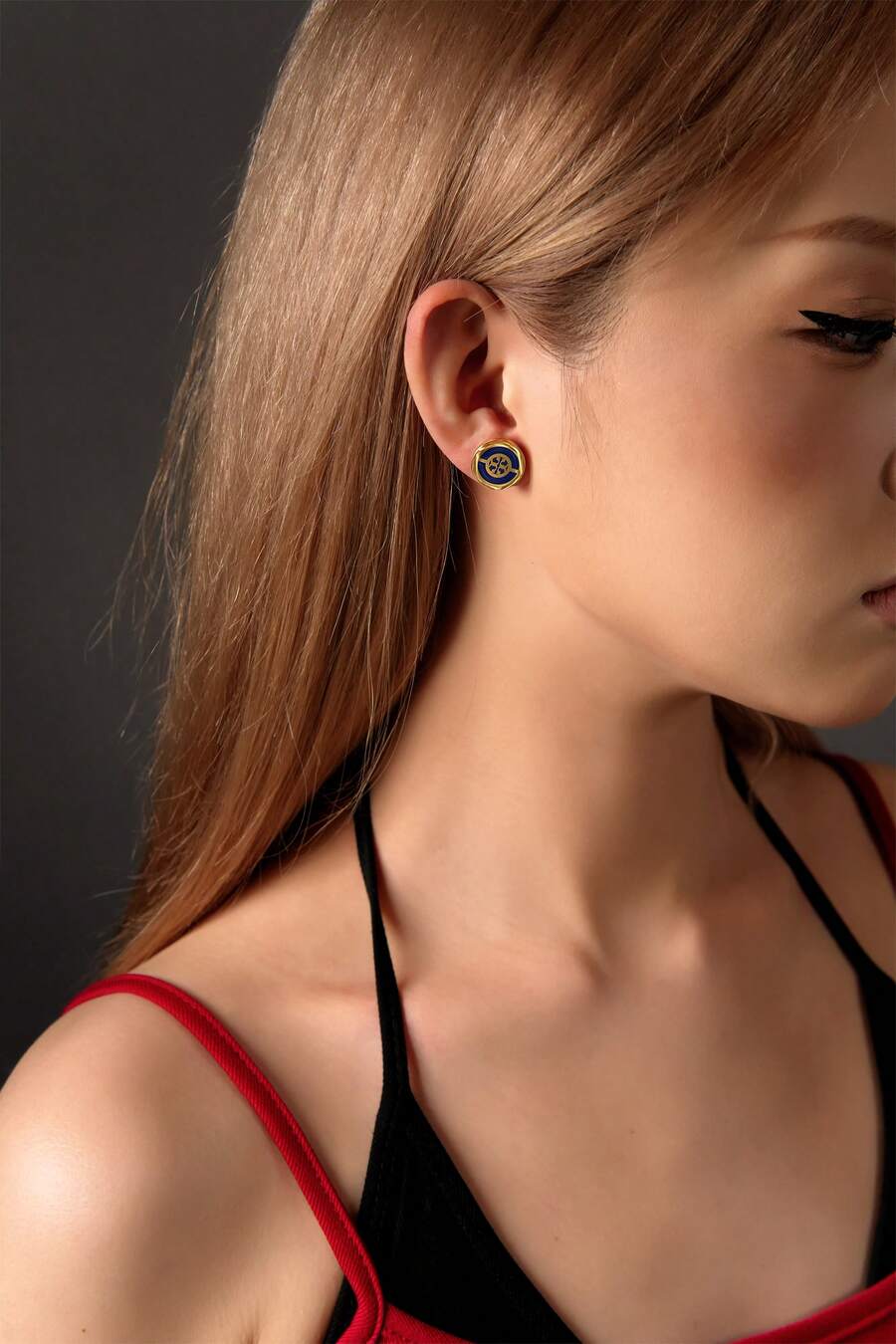 Tory Burch Double T Logo Stud Earrings - Blue - View 1