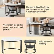 (Original SKU = WF300417BAA) Modern Coffee Table, Coffee Table Set, High Gloss Marble Top, Sofa Side Table, Round Coffee Table, Set Of 2, Black Frame - Black - View 7