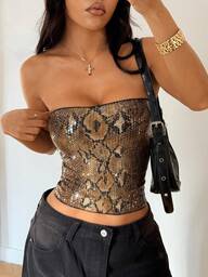 Women's Vintage Leopard Print Sequin Camisole Top