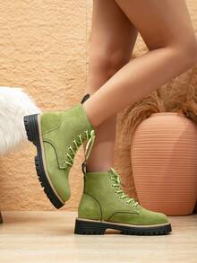 Women's Fashion Chelsea Boots, Versatile Low Heel Ankle Boots, Thick Sole Mid-Heel Ankle Boots, Outdoor Street Style High Heel Lace-Up Boots, Personalized Motorcycle Boots