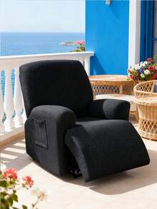 Bộ bọc ghế sofa thư giãn 1/2/3 chỗ ngồi, bọc ghế sofa thư giãn co giãn bằng vải jacquard, phù hợp với ghế thư giãn, ghế bành, bọc đồ nội thất, bộ 4/6/8 món - màu đen - Xem 5