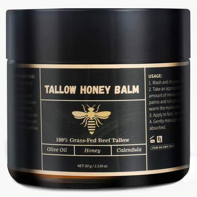 Tallow Honey Balm For Face - Beef Tallow For Skin, Hydrating With Grass-Fed Beef Tallow, Raw Honey & Beeswax, Tallowyn For Face & Body | Beef Balm For Skin