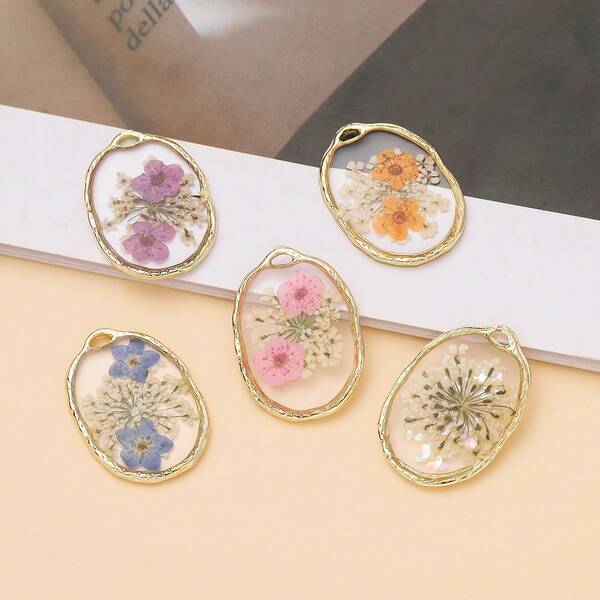 2 buc flori uscate pandantiv elipsă cadru pandantiv farmece pandantiv pentru consumabile de fabricare a bijuteriilor